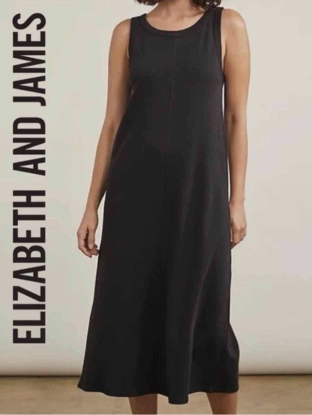 Elizabeth and James Black Cotton Midi Dress size Medium